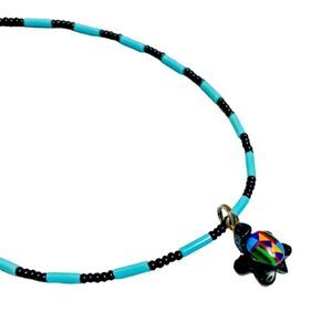 Southwestern Black Onyx Turtle w Black & Truquoise Beads Bracelet/Anklet